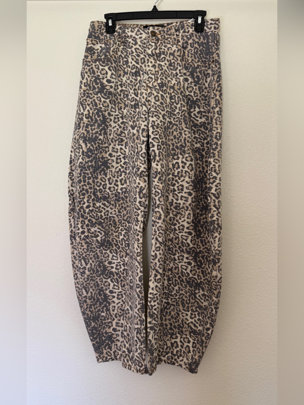 Lioness Leopard-Print Wide-Leg Pants in Beige and Black